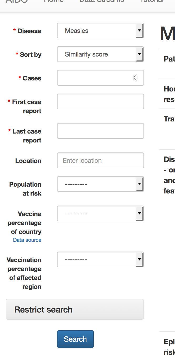 measles search form